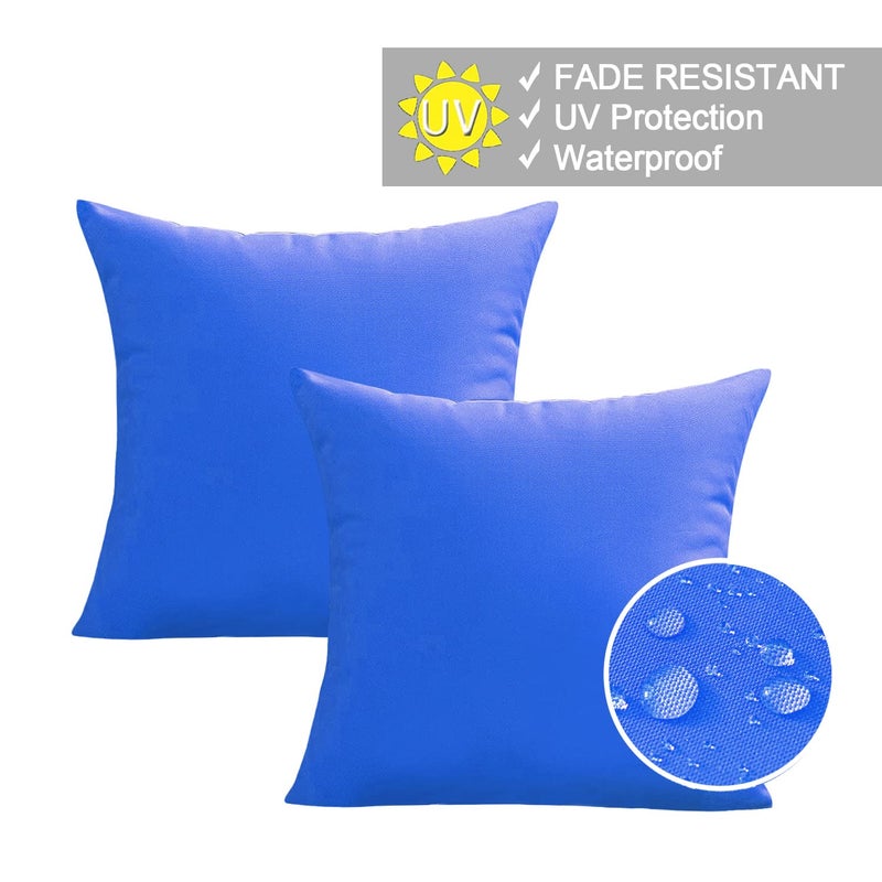 VAKADO Outdoor Waterproof Throw Pillow Covers 16X16 Set of 2 Decorative Blue Patio Furniture Cushion Cases Outside Decor for Couch Garden Bench Porch Turquoise - Image 2